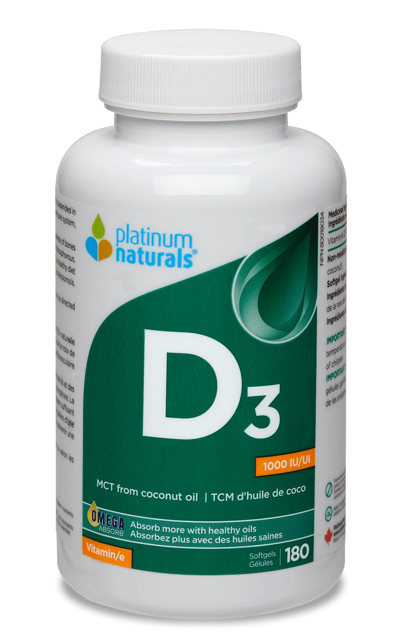 Platinum Naturals Vitamin D3 1000IU 180 Softgels