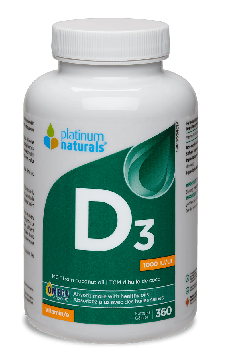 Platinum Naturals Vitamin D3 1000IU 360 Softgels