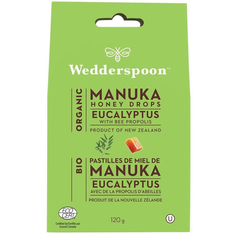 Wedderspoon Organic Manuka Honey Drops (Eucalyptus) - 120g Cough, Cold & Flu at Village Vitamin Store
