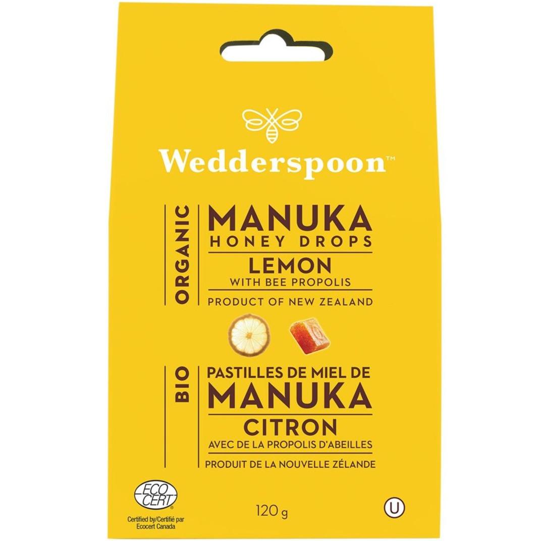 Wedderspoon Organic Manuka Honey Drops (Lemon) - 120g Cough, Cold & Flu at Village Vitamin Store