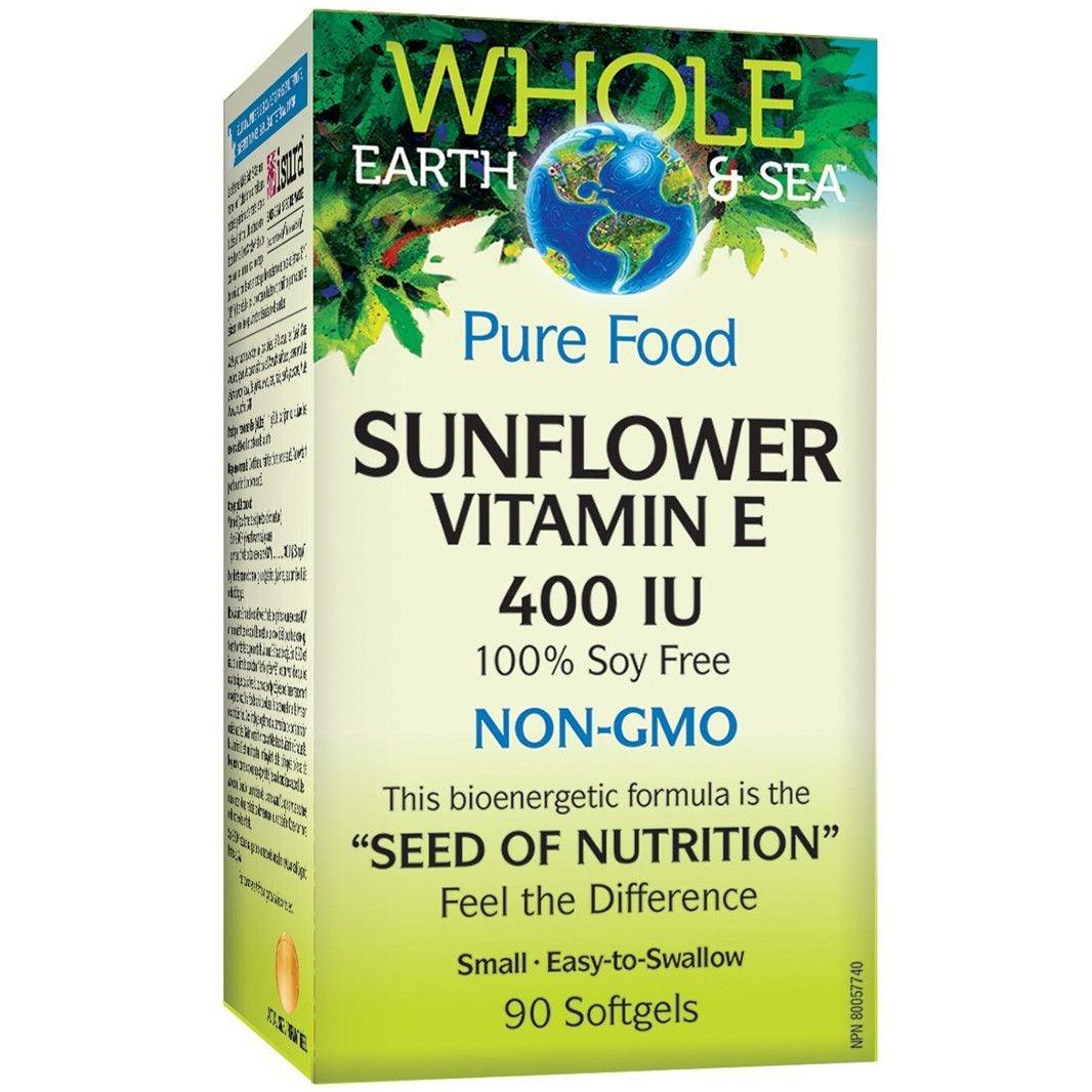 Whole Earth & Sea Pure Food Sunflower Vitamin E 400IU 90 Softgels Supplements - EFAs at Village Vitamin Store