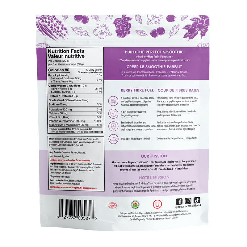 Organic Traditions Fibre Fuel Smoothie Boost Berry 300g