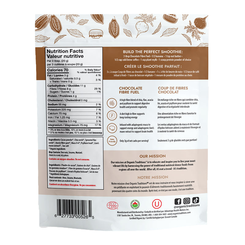 Organic Traditions Fibre Fuel Smoothie Boost Chocolate 300g