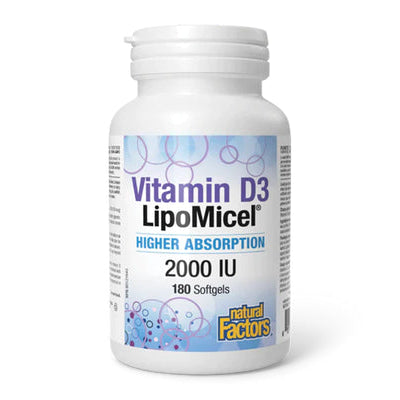 Natural Factors Vitamin D3 LipoMicel 2000 IU 180 softgels