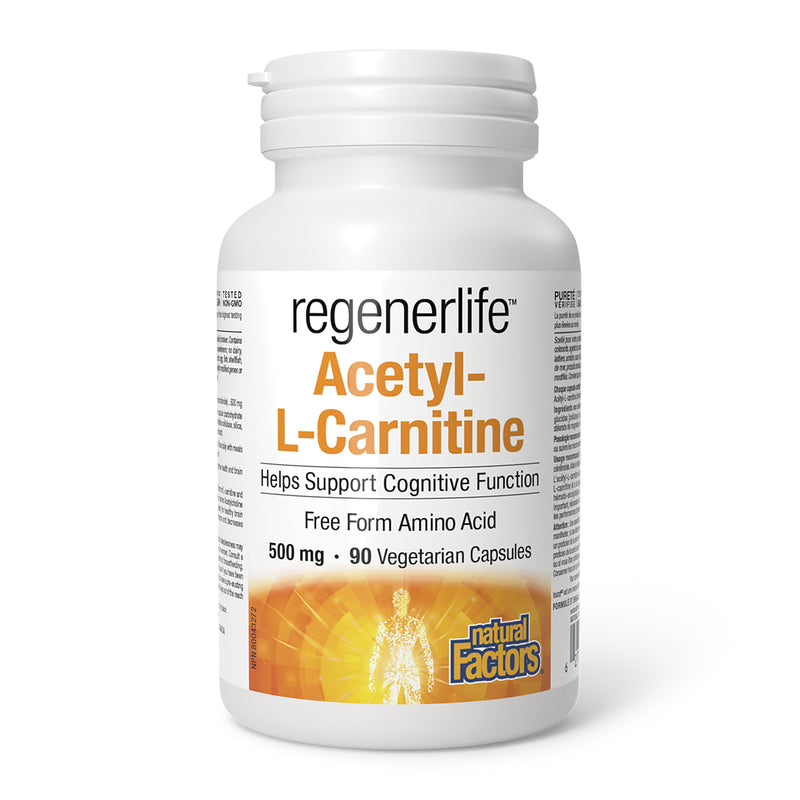 Natural Factors RegenerLife Acetyl-L-Carnitine 500 mg 90 Veggie Capsules