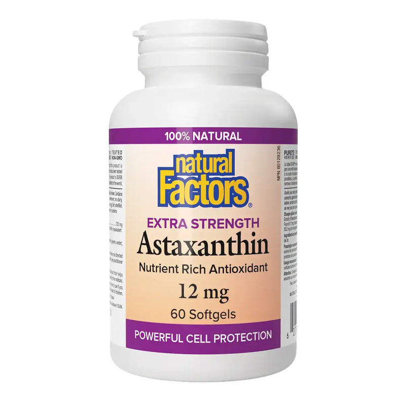 Natural Factor Astaxanthin Extra Strength 12mg 60 Soft Gels