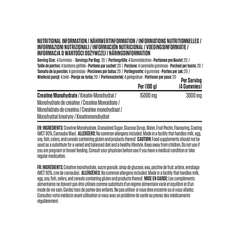 Applied Nutrition Creatine Gummies Blue Raspberry 400g |80 Gummies| 20 Servings