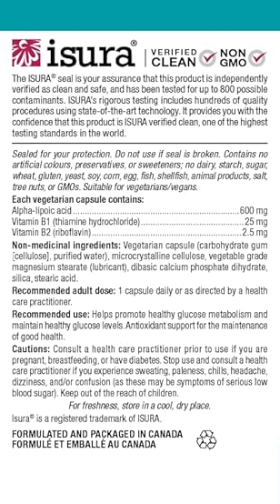 Natural Factors Alpha Lipoic Acid with B1 & B2 60 Veggie Caps