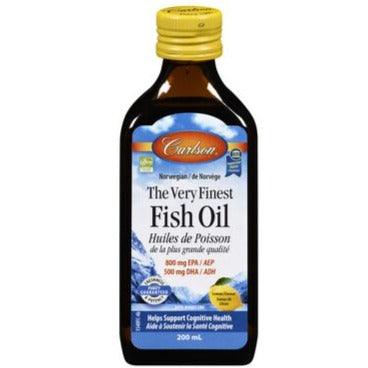 Carlson's Norwegian The Very Finest Fish Oil Natural Lemon 200 ml Supplements - EFAs at Village Vitamin Store