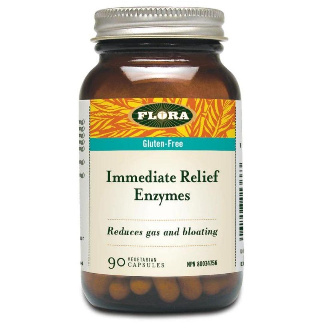 Flora Immediate Relief Enzymes 90 Veggie Caps Supplements - Digestive Enzymes at Village Vitamin Store