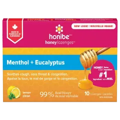 Honibe Honey Lozenges Lemon Menthol + Eucalyptus 10 Lozenges