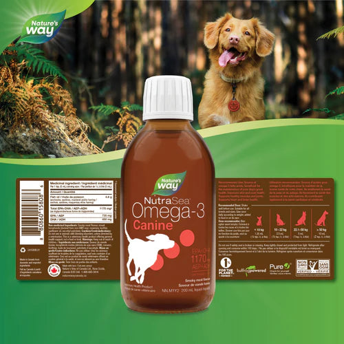 NutraSea Baie Run Canine Omega3 Smoky Meat Flavour 200mL