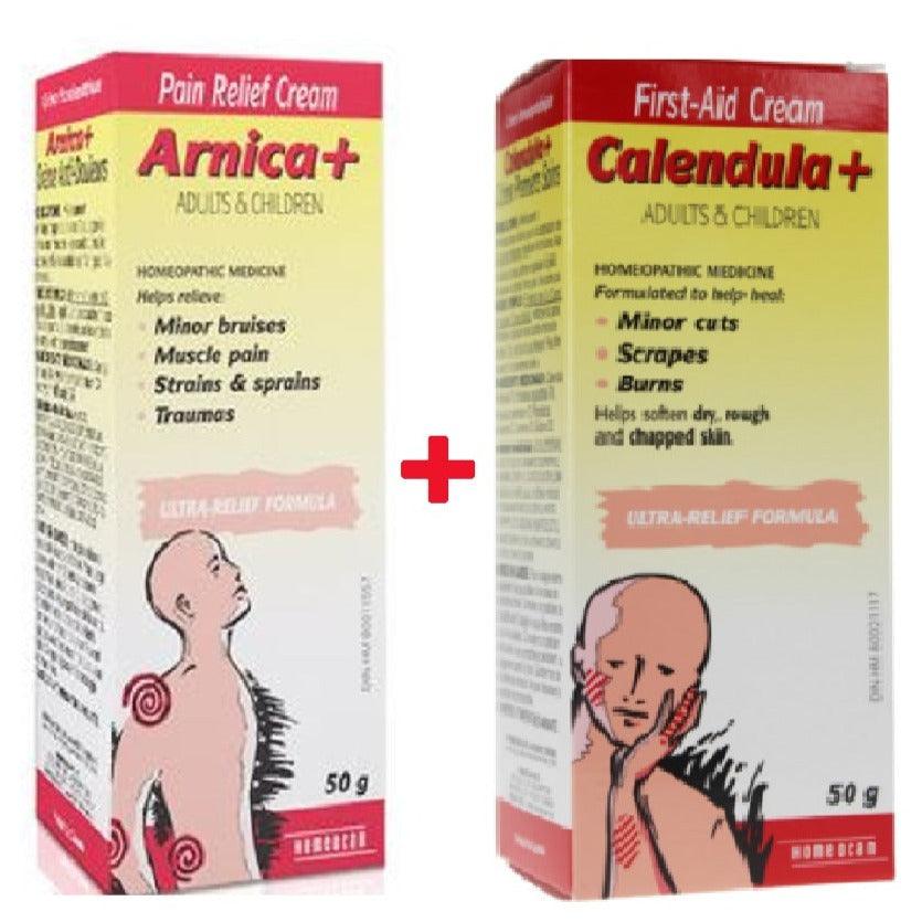 Homeocan Arnica Pain Relief Cream + Calendula First-Aid Cream Combo Pack(50g +50g) Personal Care at Village Vitamin Store