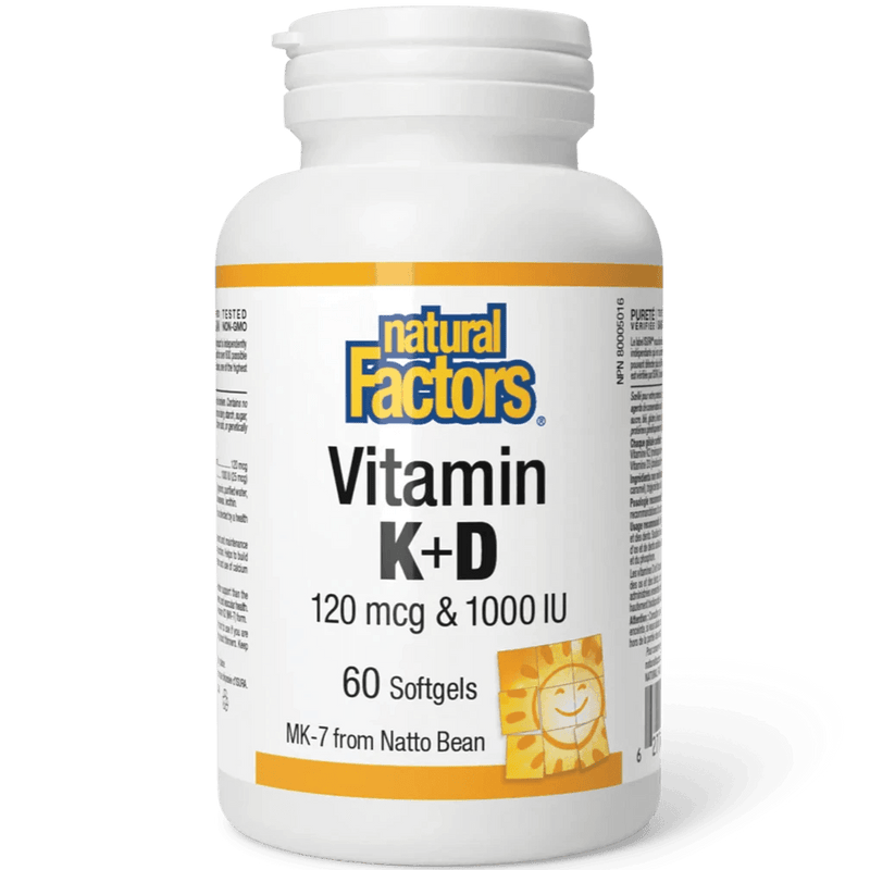 Natural Factors Vitamin K & D 120mcg & 1000 IU 60 Softgels