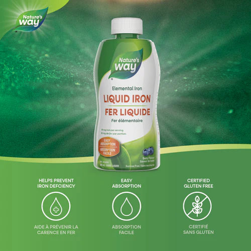 Nature's Way Liquid Iron Berry | 18mg Elemental Iron | 480mL