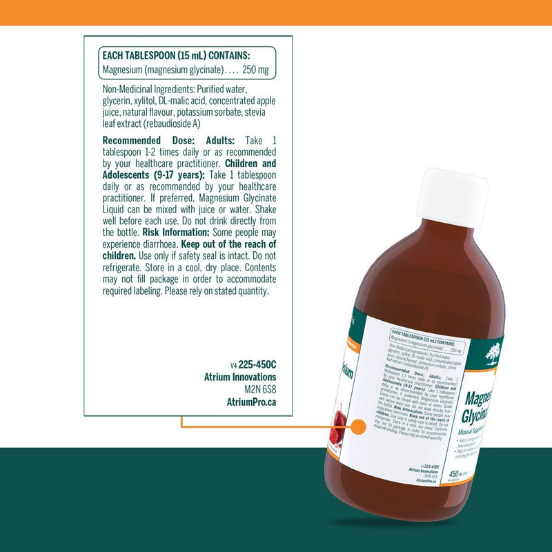 Genestra Magnesium Glycinate Liquid Natural Apple-Pomegranate Flavour 450ml