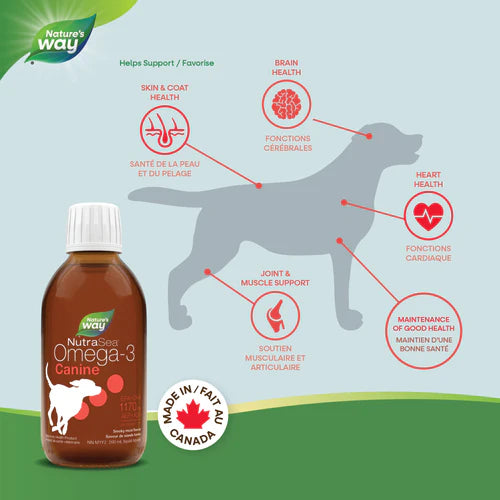 NutraSea Baie Run Canine Omega3 Smoky Meat Flavour 200mL