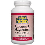 <span style="background-color:rgb(246,247,248);color:rgb(28,30,33);"> Natural Factors, Calcium & Magnesium Citrate, With D, 250MG 180 Tabs , Minerals - Calcium </span>