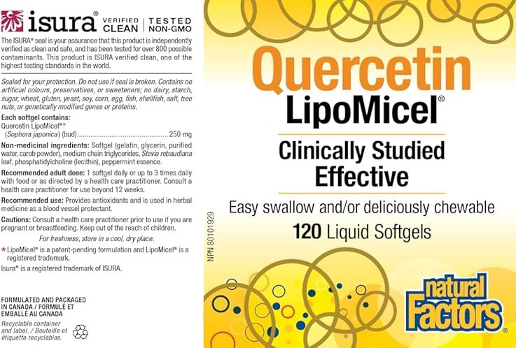 Natural Factors Quercetin LipoMicel Matrix 120 Liquid Softgels