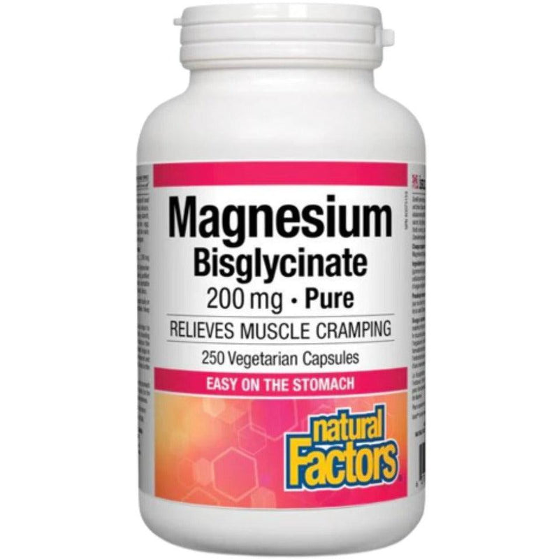 Natural Factors Magnesium Bisglycinate Pure 200mg 250 Veggie Caps Minerals - Magnesium at Village Vitamin Store