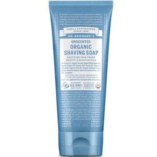 Dr. Bronner's Organic Shaving Soap Unscented 207mL Bath & Body at Village Vitamin Store