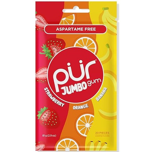 PUR Jumbo Gum Strawberry, Banana, Orange Flavor 81g Food Items at Village Vitamin Store