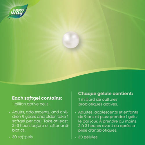 Nature's Way Probiotic Pearls™ Complete | 1 Billion Active Cultures | 30 Softgels