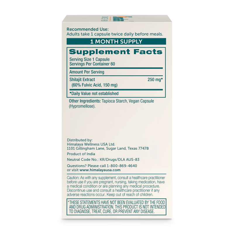 Himalaya Shilajit 60 Vege Capsules