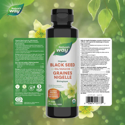 Nature's Way Organic Black Seed Oil | Cold-Pressed Nigella Sativa | 236 mL
