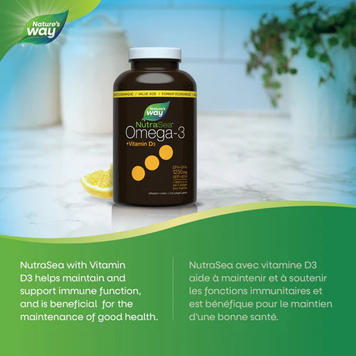 NutraSea Omega-3 + Vitamin D3 EPA+DHA 1250 mg 240 soft gels
