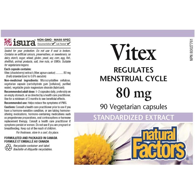 Natural Factors Vitex 80mg 90 Veggie Caps Supplements - Hormonal Balance at Village Vitamin Store