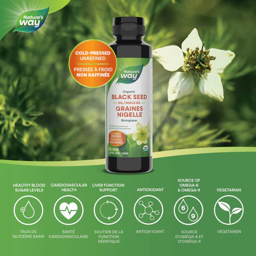 Nature's Way Organic Black Seed Oil | Cold-Pressed Nigella Sativa | 236 mL