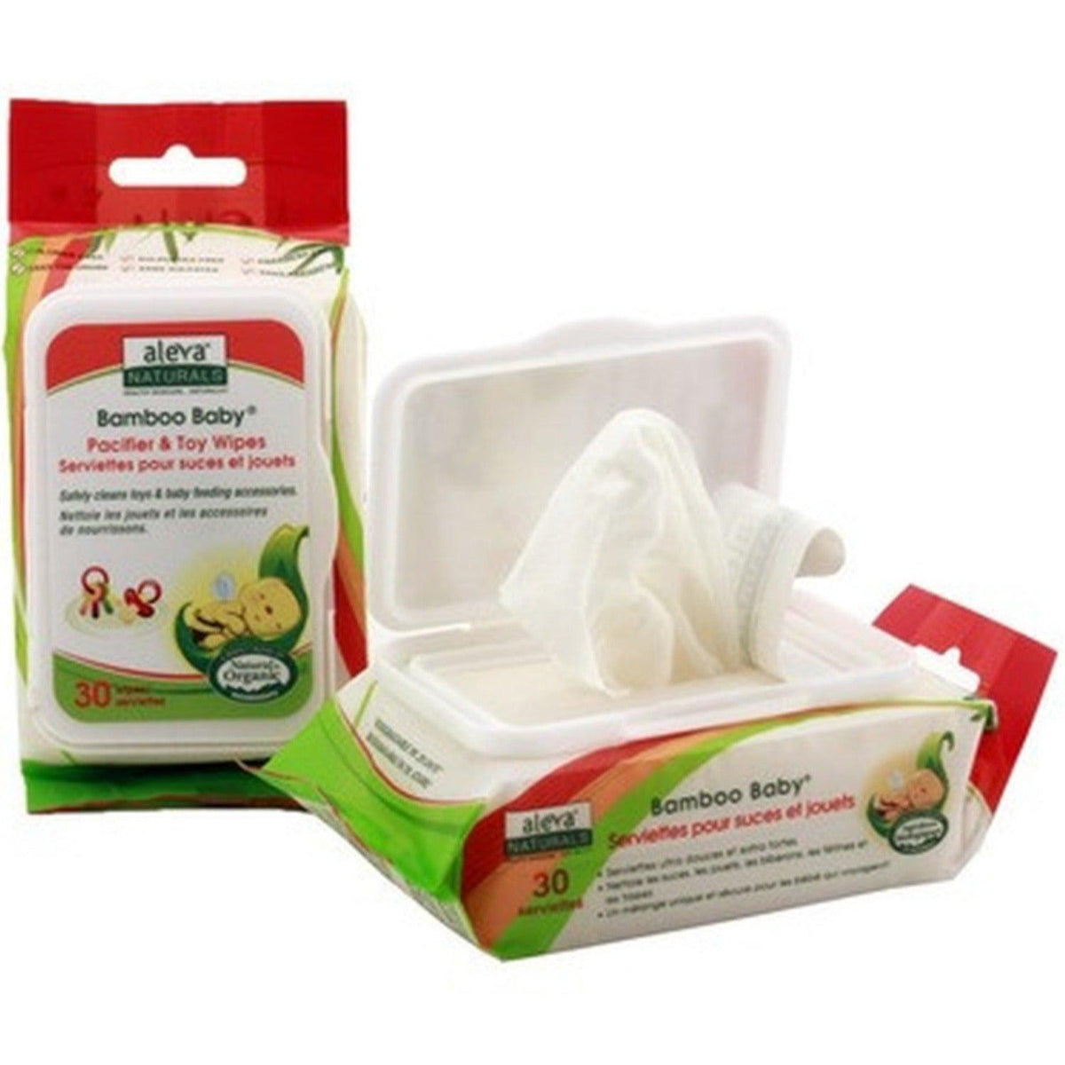 Aleva Naturals - Bamboo Baby Pacifier & Toy Wipes, 30 Wipes Baby & Toddler at Village Vitamin Store
