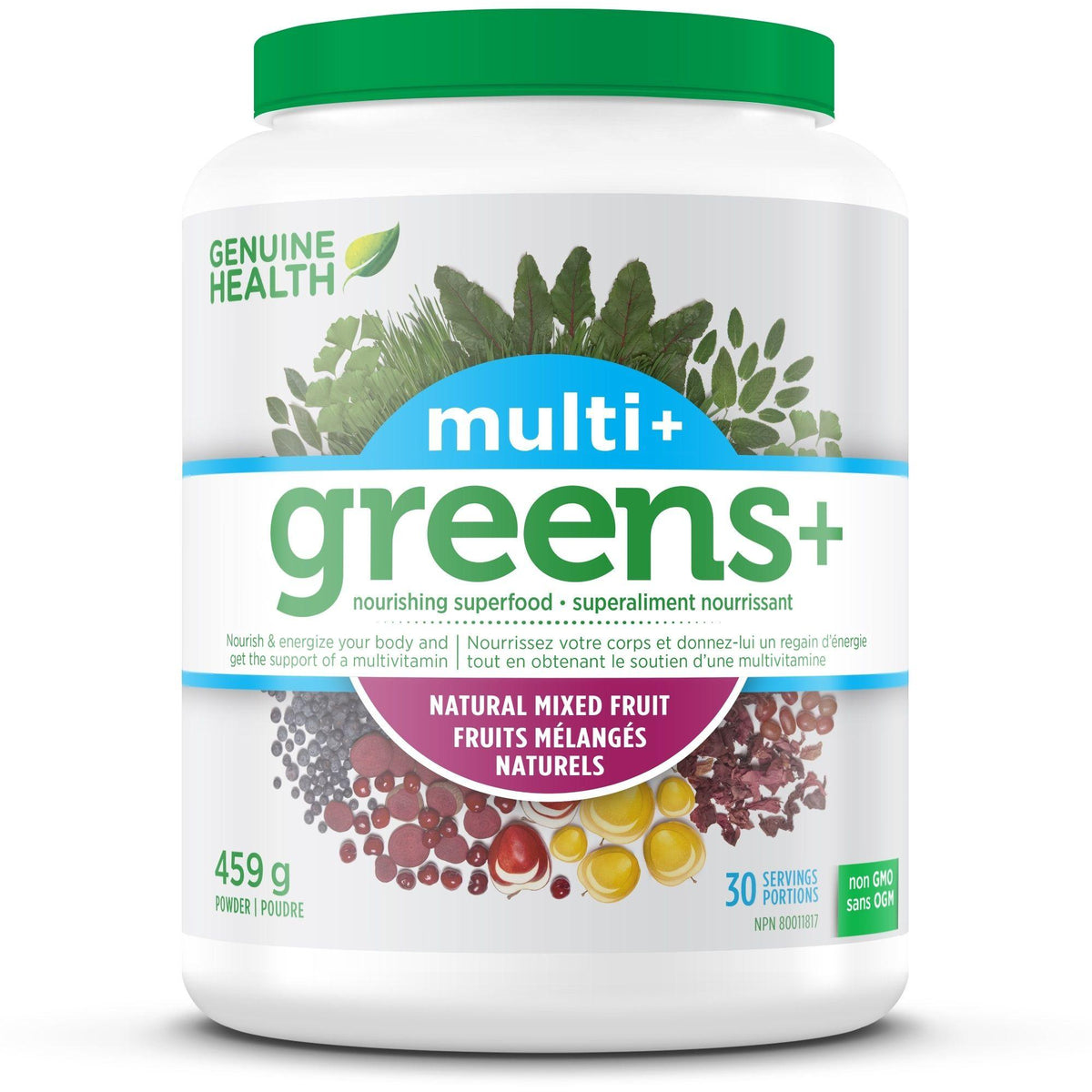 Genuine Health Greens+ Multi+ Mixed Fruit 459g Supplements - Greens at Village Vitamin Store