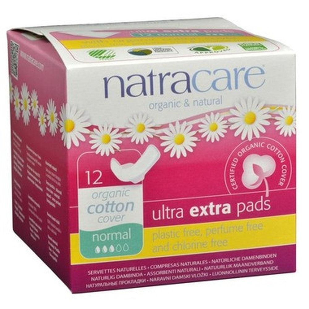 NatraCare Organic & Natural Ultra Extra Pads Normal 12 Counts Feminine Sanitary Supplies at Village Vitamin Store
