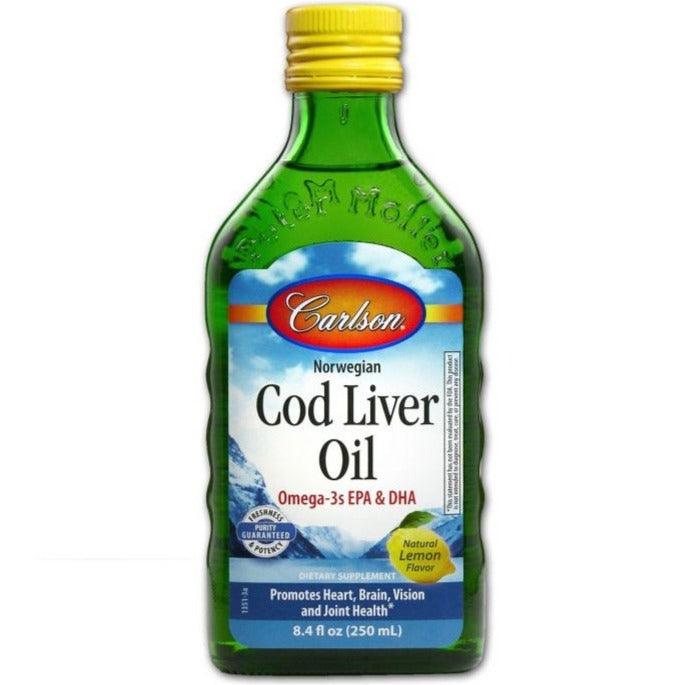 Carlson Norwegian Cod Liver Oil Lemon 250 ml Supplements - EFAs at Village Vitamin Store