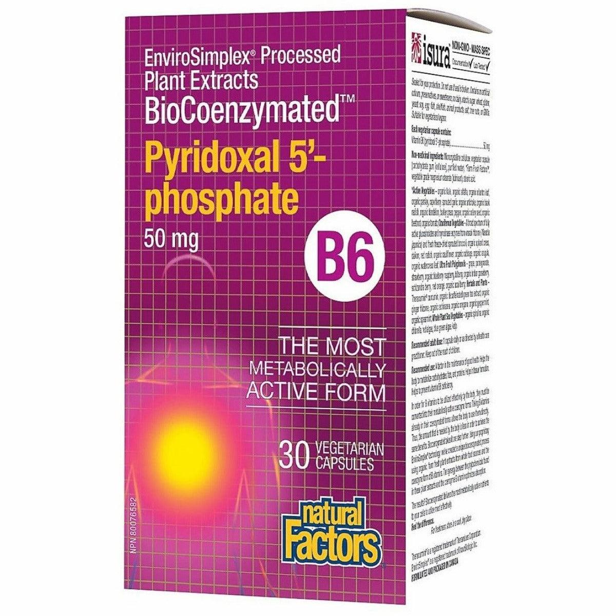 Natural Factors BioCoenzymated Pyridoxal 5 Phosphate 50mg 30 Veggie Caps Vitamins - Vitamin B at Village Vitamin Store