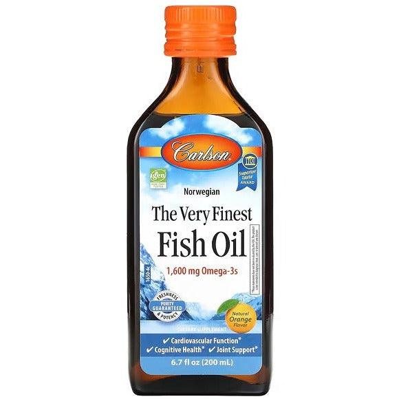 Carlson's The Very Finest Fish Oil Natural Orange 200 ml Supplements - EFAs at Village Vitamin Store