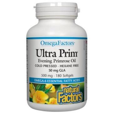 Natural Factors Omega Factors Ultra Prim Evening Primrose Oil 500mg 180 Softgels Supplements - EFAs at Village Vitamin Store