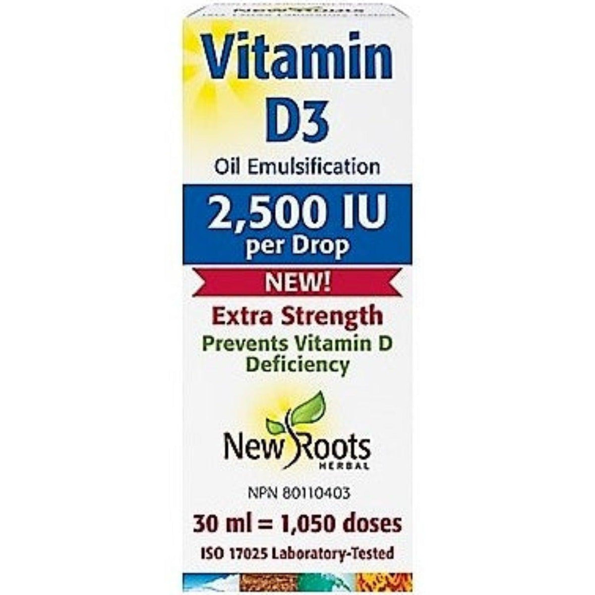 New Roots Vitamin D3 2500IU 30ml Vitamins - Vitamin D at Village Vitamin Store