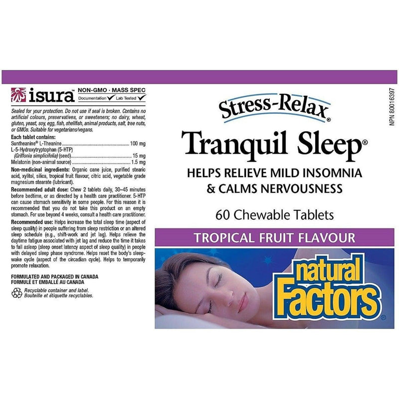 Natural Factors Tranquil Sleep 60 Chewable Tabs Supplements - Sleep at Village Vitamin Store