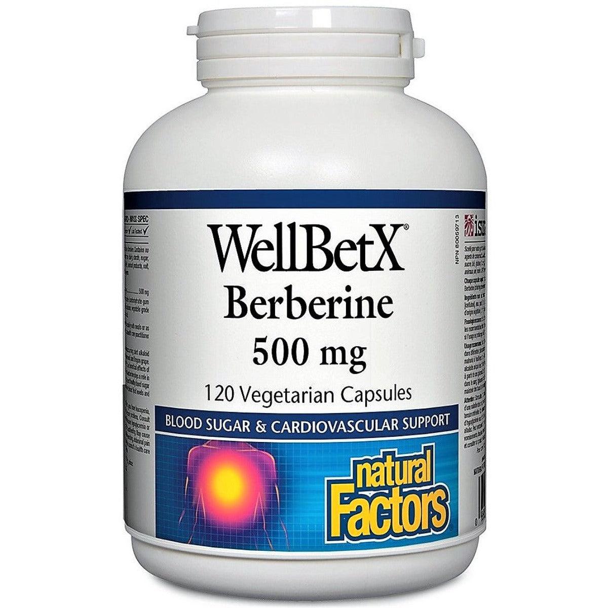 Natural Factors WellBetX Berberine 500mg 120 Veggie Caps Supplements at Village Vitamin Store