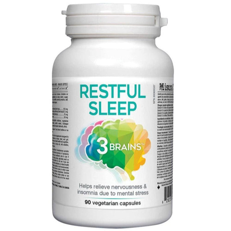3Brains Restful Sleep 90 Veggie Caps Supplements - Sleep at Village Vitamin Store