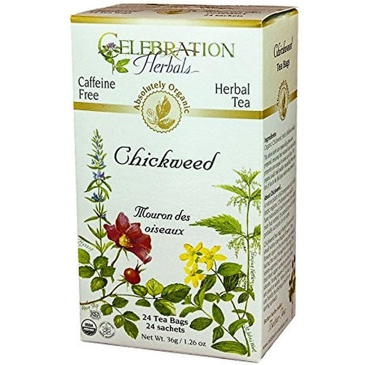 Celebration Herbals Organic Chickweed Caffeine Free 24 Tea Bags Food Items at Village Vitamin Store
