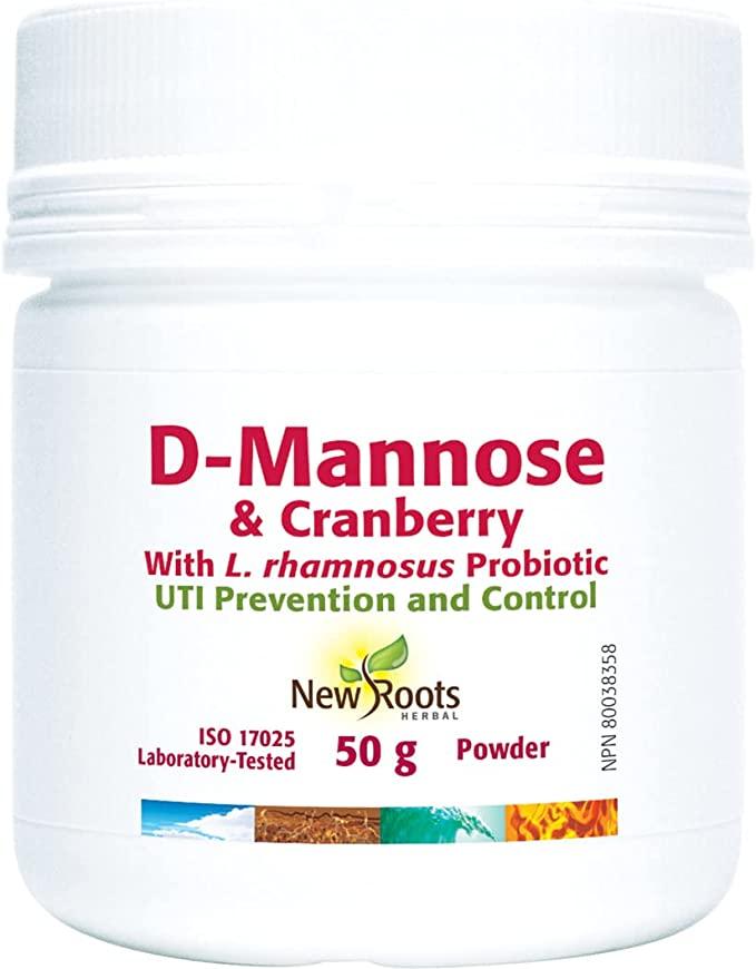 New Roots D-Mannose Cranberry UTI Prevention 50g Supplements - Bladder & Kidney Health at Village Vitamin Store