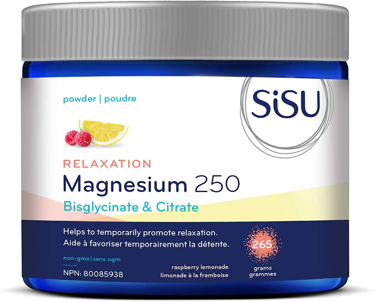 SiSU Magnesium Bisglycinate & Citrate 250mg Relaxation Raspberry Lemonade 264g Powder Minerals - Magnesium at Village Vitamin Store