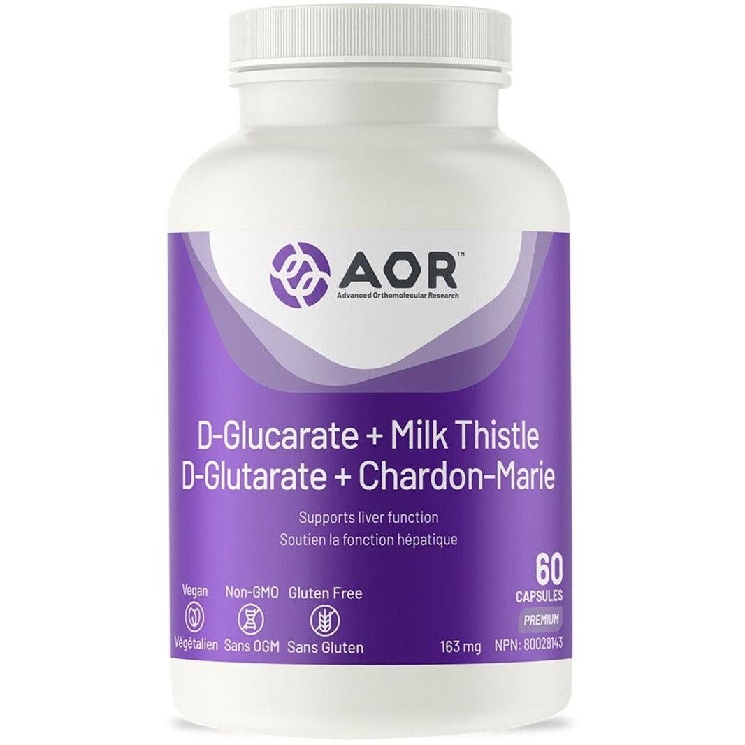 AOR D-Glucarate with Milk Thistle 163mg 60 Caps Supplements - Liver Care at Village Vitamin Store