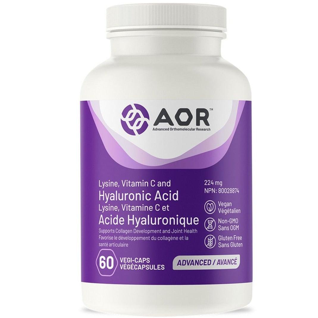 AOR Lysine, Vitamin C & Hyaluronic Acid 224 mg 60 Veggie Caps Supplements - Joint Care at Village Vitamin Store