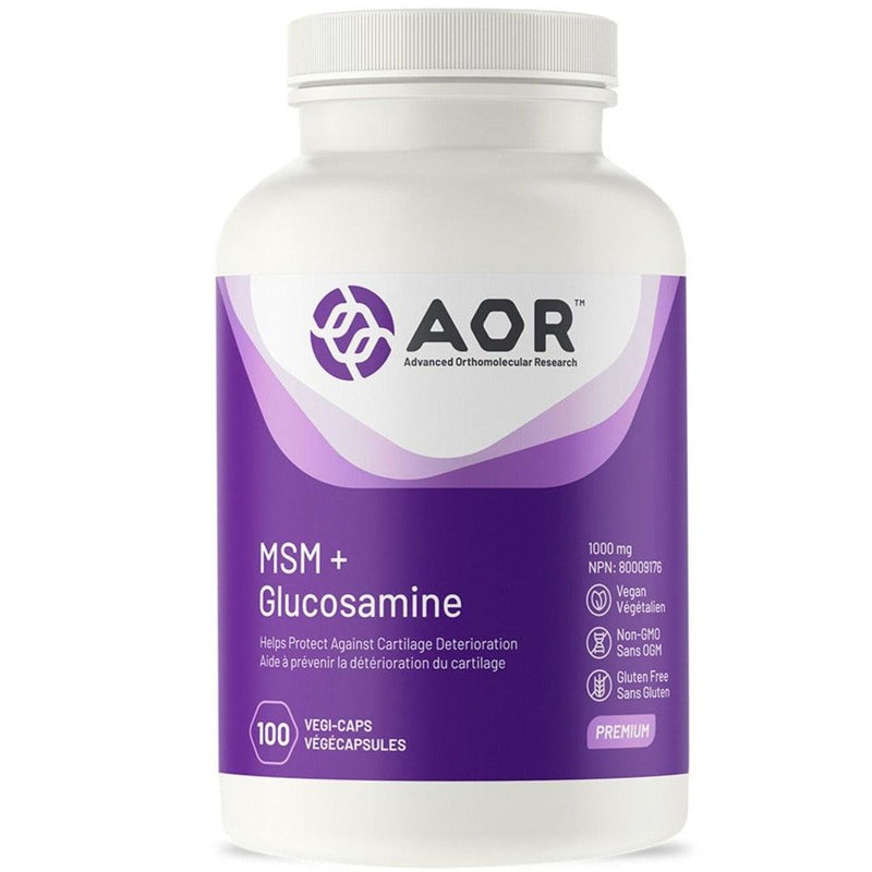 AOR MSM + Glucosamine 1000mg 100 Veggie Caps Supplements - Joint Care at Village Vitamin Store