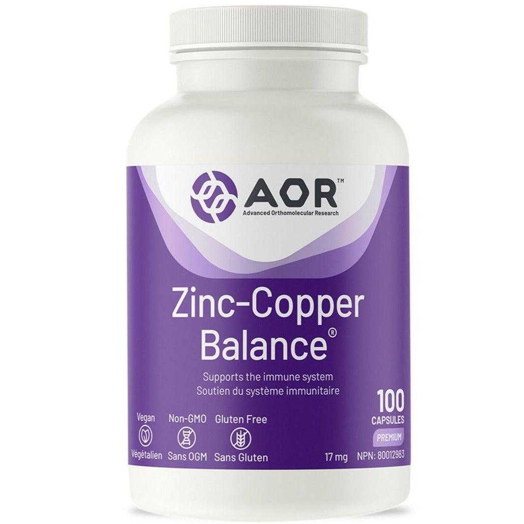 AOR Zinc-Copper Balance 17mg 100 Caps Minerals - Zinc at Village Vitamin Store